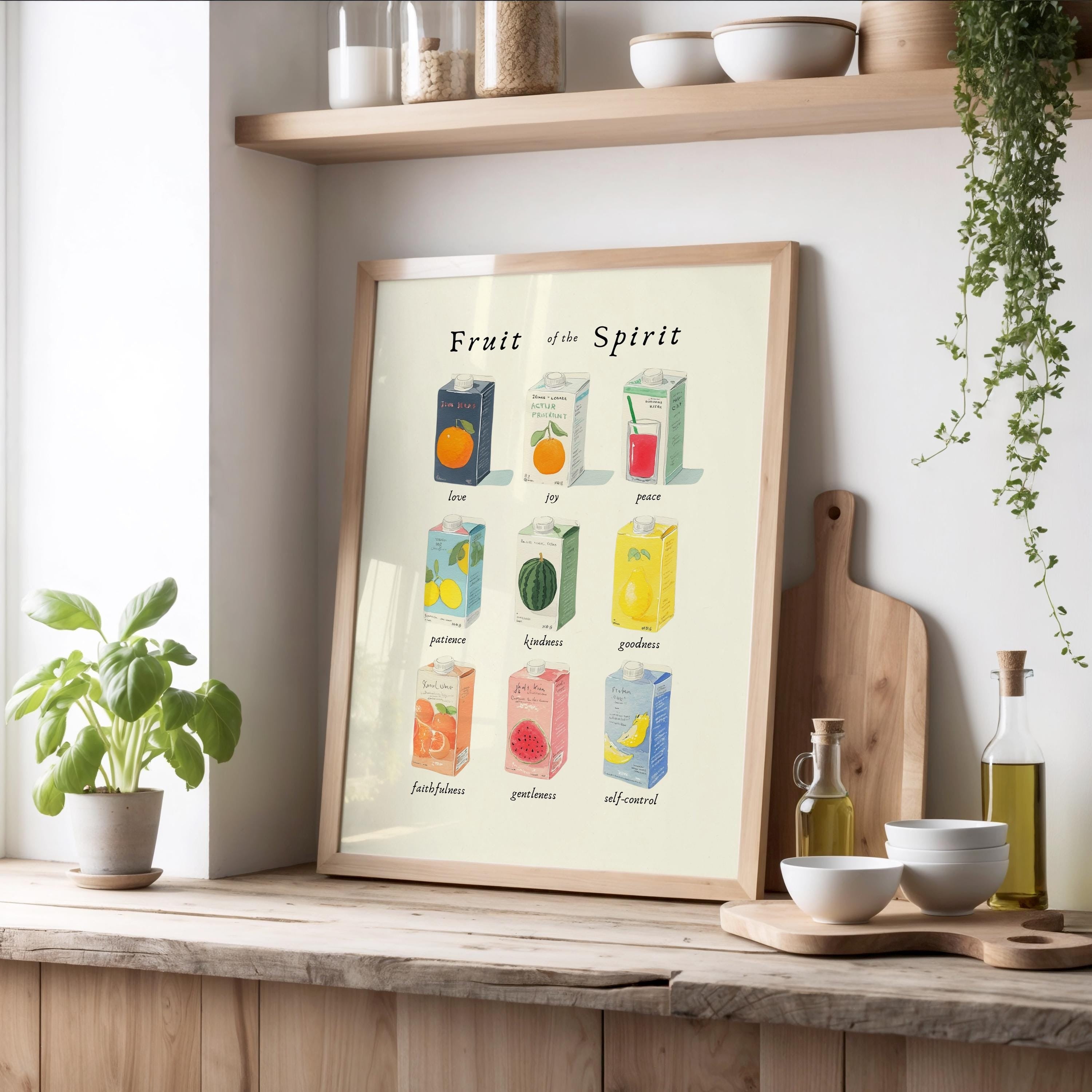 Fruit of the Spirit Wall Art, Scripture Wall Art Digital Download, Christian Home Decor, Nursery, Bible Verse, Kitchen